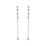 Boucles d'oreilles tige acier pendante avec oxydes blancs sertis clos - Olyci Bijoux