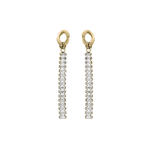 Boucles d'oreilles tige acier pendantes oxydes blancs rectangulaires sertis - Olyci Bijoux