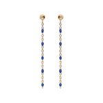 Boucles d'oreilles tige argent et dorure jaune perles résine bleu foncé - Olyci Bijoux