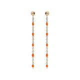 Boucles d'oreilles tige argent et dorure jaune perles résine orange fluo - Olyci Bijoux