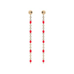 Boucles d'oreilles tige argent et dorure jaune perles résine rouge - Olyci Bijoux