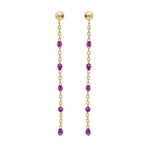 Boucles d'oreilles tige argent et dorure jaune perles résine violet transparent - Olyci Bijoux