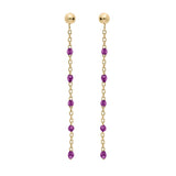 Boucles d'oreilles tige argent et dorure jaune perles résine violet transparent - Olyci Bijoux