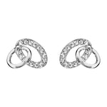 Boucles d'oreilles tige argent rhodié 2 ovales entremeles oxydes blancs sertis - Olyci Bijoux