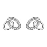 Boucles d'oreilles tige argent rhodié 2 ovales entremeles oxydes blancs sertis - Olyci Bijoux