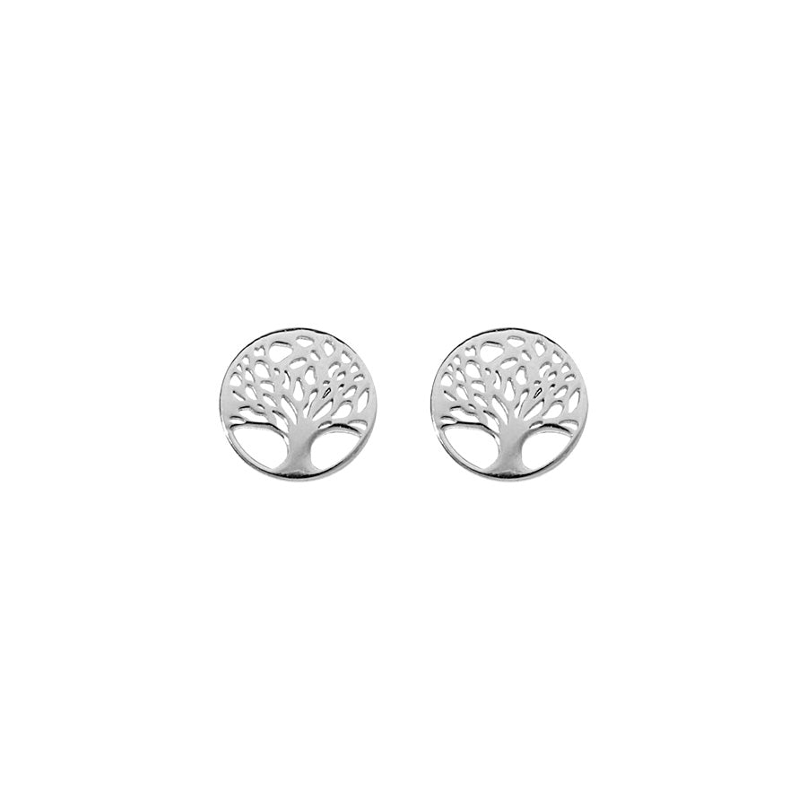 Boucles d'oreilles tige argent rhodié arbre de vie - Olyci Bijoux