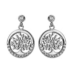 Boucles d'oreilles tige argent rhodié arbre de vie oxydes blancs sertis - Olyci Bijoux