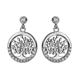 Boucles d'oreilles tige argent rhodié arbre de vie oxydes blancs sertis - Olyci Bijoux