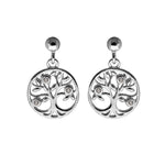 Boucles d'oreilles tige argent rhodié arbre de vie oxydes blancs sertis - Olyci Bijoux