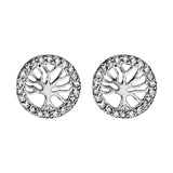 Boucles d'oreilles tige argent rhodié arbre de vie oxydes blancs sertis - Olyci Bijoux