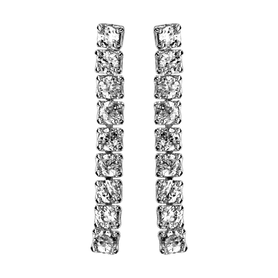 Boucles d'oreilles tige argent rhodié baguette oxydes blancs - Olyci Bijoux