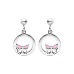 Boucles d'oreilles tige argent rhodié cercle avec papillon - Olyci Bijoux