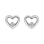 Boucles d'oreilles tige argent rhodié coeur ajoure avec oxydes blancs - Olyci Bijoux