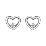 Boucles d'oreilles tige argent rhodié coeur ajoure avec oxydes blancs - Olyci Bijoux