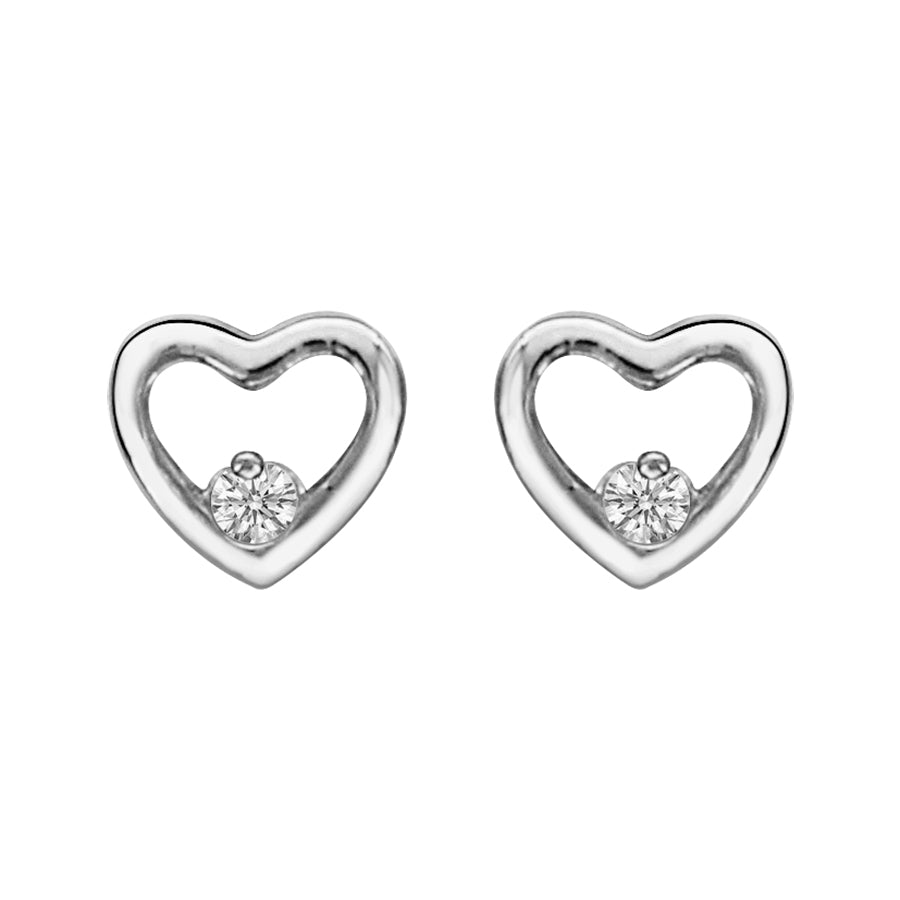 Boucles d'oreilles tige argent rhodié coeur ajoure avec oxydes blancs - Olyci Bijoux