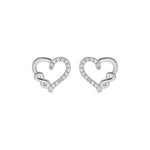 Boucles d'oreilles tige argent rhodié coeur et infini oxydes blancs sertis - Olyci Bijoux