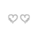 Boucles d'oreilles tige argent rhodié coeur et infini oxydes blancs sertis - Olyci Bijoux