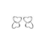 Boucles d'oreilles tige argent rhodié double coeur entremélé - Olyci Bijoux