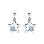 Boucles d'oreilles tige argent rhodié etoile avec résine bleue - Olyci Bijoux