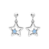 Boucles d'oreilles tige argent rhodié etoile avec résine bleue - Olyci Bijoux