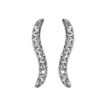 Boucles d'oreilles tige argent rhodié feuille pave oxydes blancs - Olyci Bijoux