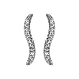 Boucles d'oreilles tige argent rhodié feuille pave oxydes blancs - Olyci Bijoux