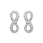 Boucles d'oreilles tige argent rhodié "infini" oxydes blancs sertis - Olyci Bijoux