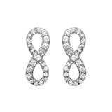 Boucles d'oreilles tige argent rhodié "infini" oxydes blancs sertis - Olyci Bijoux