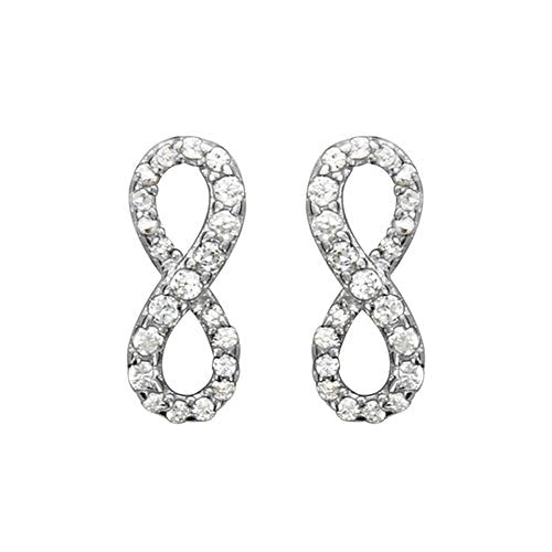 Boucles d'oreilles tige argent rhodié "infini" oxydes blancs sertis - Olyci Bijoux