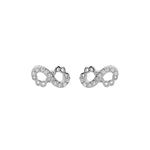 Boucles d'oreilles tige argent rhodié motif infini 8mm avec oxydes blancs sertis - Olyci Bijoux