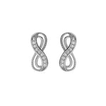 Boucles d'oreilles tige argent rhodié motif infini avec oxydes blancs sertis - Olyci Bijoux