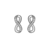 Boucles d'oreilles tige argent rhodié motif infini avec oxydes blancs sertis - Olyci Bijoux