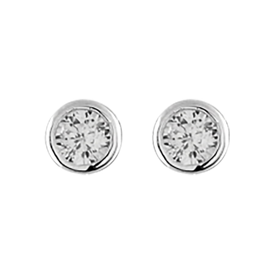 Boucles d'oreilles tige argent rhodié oxyde rond serti clos - Olyci Bijoux