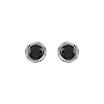 Boucles d'oreilles tige argent rhodié oxydes noires rond serti clos - Olyci Bijoux