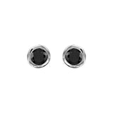 Boucles d'oreilles tige argent rhodié oxydes noires rond serti clos - Olyci Bijoux