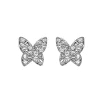 Boucles d'oreilles tige argent rhodié papillon oxydes blancs sertis - Olyci Bijoux