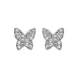 Boucles d'oreilles tige argent rhodié papillon oxydes blancs sertis - Olyci Bijoux