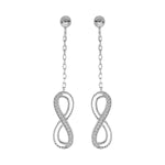 Boucles d'oreilles tige argent rhodié pendante motif infini ajouré avec oxydes blancs sertis - Olyci Bijoux