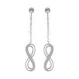 Boucles d'oreilles tige argent rhodié pendante motif infini ajouré avec oxydes blancs sertis - Olyci Bijoux