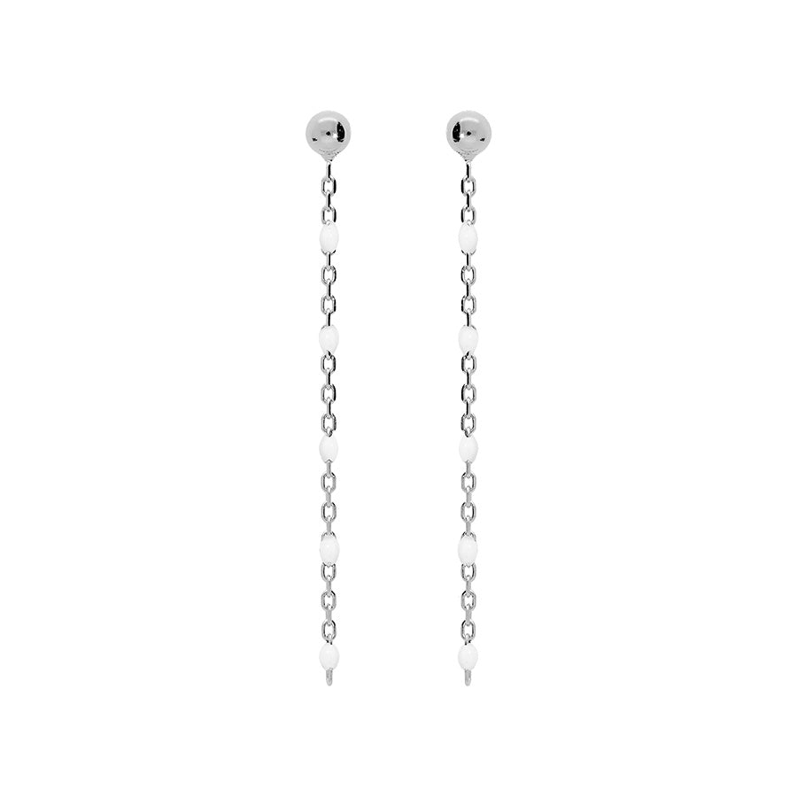 Boucles d'oreilles tige argent rhodié perles résine blanche - Olyci Bijoux