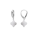 Boucles d'oreilles tige argent rhodié trèfle en verre facetté blanc - Olyci Bijoux