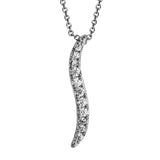 Collier argent rhodié feuille pave oxydes blancs