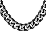 Collier acier maille gourmette pvd brossé aspect patiné chanfrein noir