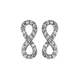 Boucles d'oreilles tige argent rhodié petit infini oxydes blancs sertis