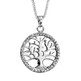 Collier argent rhodié arbre de vie oxydes blancs sertis