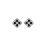 Boucles d'oreilles argent rhodié trèfle agate noir et oxydes
