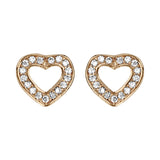 Boucles d'oreilles tige plaqué or coeur + pierres blanches