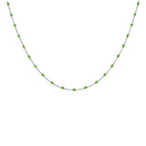 Collier argent rhodié perles résine verte 40+5cm