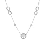 Collier acier avec infini et arbre de vie et oxydes blancs sertis