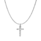 Collier acier chaine gourmette avec pendentif croix